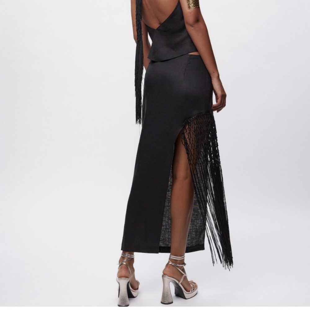 Zara linen fringed skirt - Picture 5 of 8